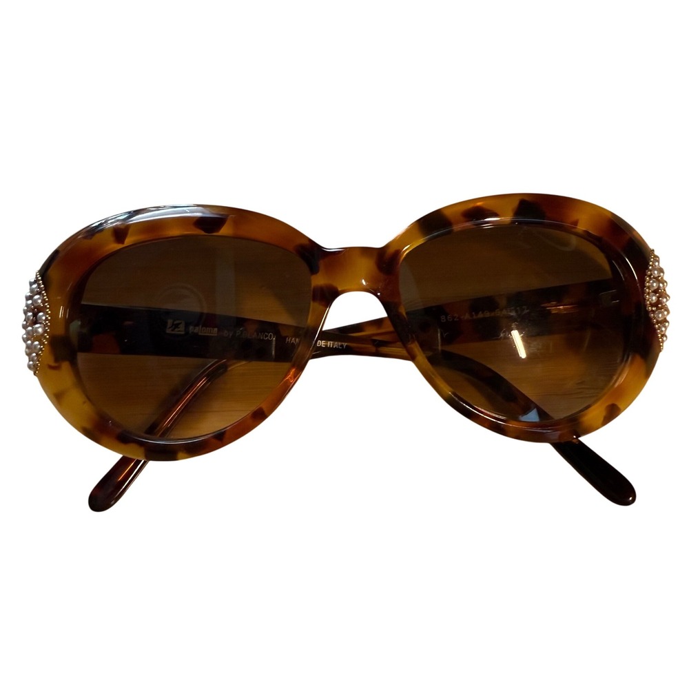VTG Paloma by P Blanco Sunglasses Tortoise Shell Brown‎ Pearl Embellished Italy